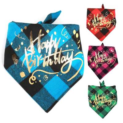 Classic Plaid Double Layer Custom Printed Pet Birthday Bandana