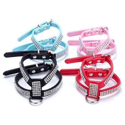 PU Leather Bling Rhinestones Dog Harness