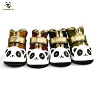 2019 PU Winter Dog Shoe Panda Pattern Outdoor Waterproof Warm  Dog Shoe