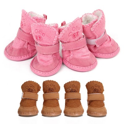 Winter Warm Suede Lamb Velvet Antiskid Dog Winter Boots Shoes