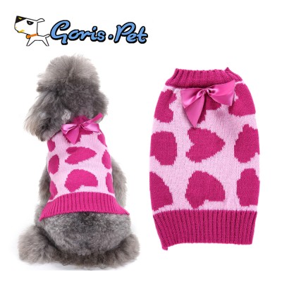 Super Cute Pink Bowknot Sweet Heart Pet Dog Winter Clothes Sweaters