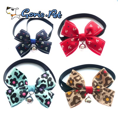 Fashion Leopard Small Bell Pet Bowknot Dog Bow Ties Accessories Collars