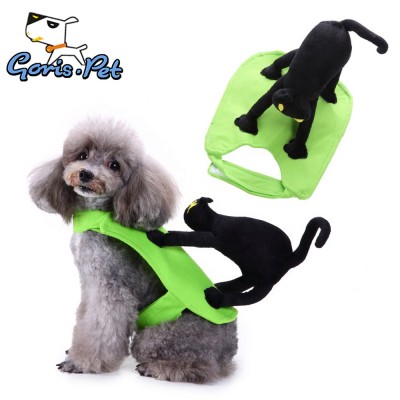 Black Cat Riding Vest Clothes Wholesale Dog Halloween Costumes